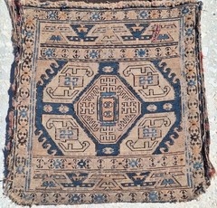 Rare Antique Soumac Saddlebag, Collectible Worn-out Rug, Wool Embroidery Design