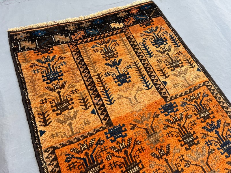 Vintage 2'1x4'11 ft Afghan Hand Knotted Wool Prayer Rug Orange Geometric Rug gallery