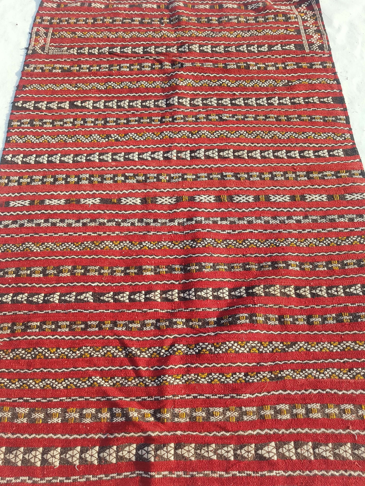 Fine Vintage Traditional Hand Made Oriental Wool Red Kilim Rug 173x113cm gallery