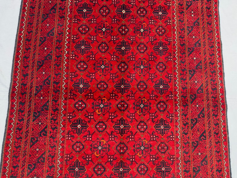 3'3 x 6'3 Vintage Afghan Hand-Knotted Turkoman Rare Rug Red Wool Tribal Area Rug gallery