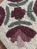 Vintage Lambs Wool Carpet Rug Squares 12"x 12" Floral Ivory Pink Set of 2 gallery