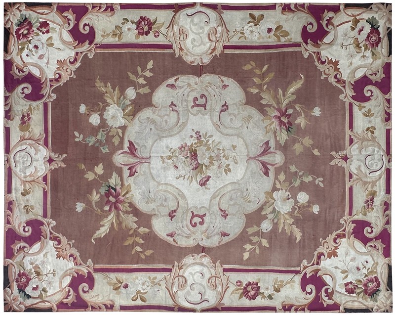 9X12 Antique French Aubusson Rug Napolian III 285cm x 358cm C.1870 gallery