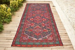 Caucasian 4×10 Rug 56”x126” Handwoven ANTIQUE Vintage Sumak Kilim 145x323cm