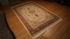 5×7 INTRICATE FLORAL BEAUTIFUL HANDMADE-KNOTTED FINE WOOL/SILK RUG 582037