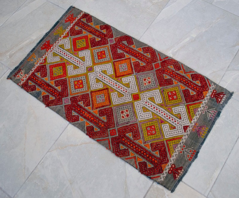 Vintage Rug, Antique Rug, Handmade Rug, Turkish Rug, Braided Kilim, Jajim, 2 x 3 gallery