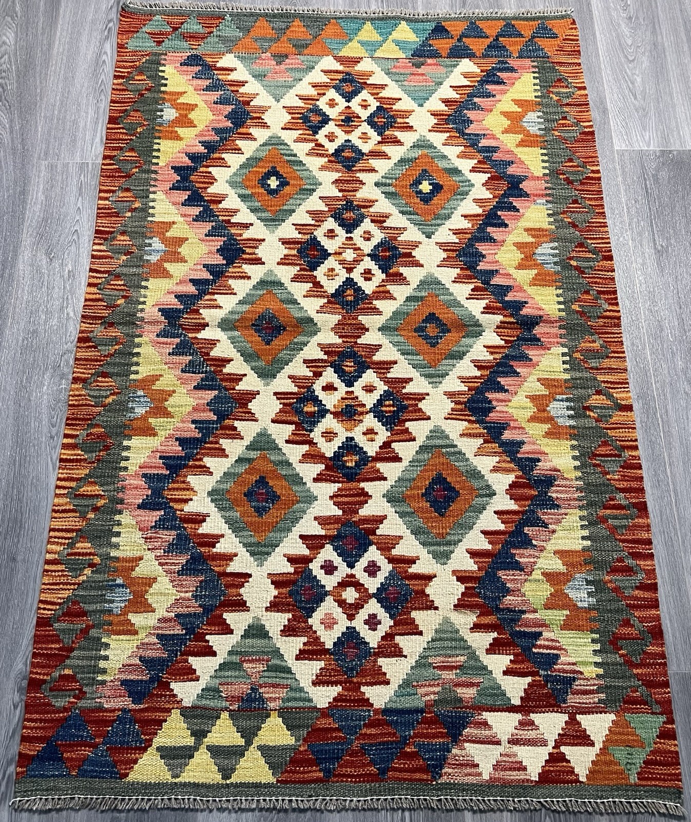 Vintage Kilim Traditional Hand Made Oriental Wool Kilim 5ftx3.2ft 160cmx102cm gallery