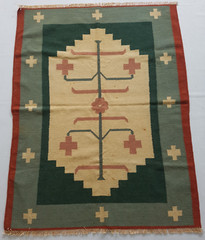 Vintage Handmade Traditional Swedish Floral Kilim Floor Rug Carpet 170×130 cm