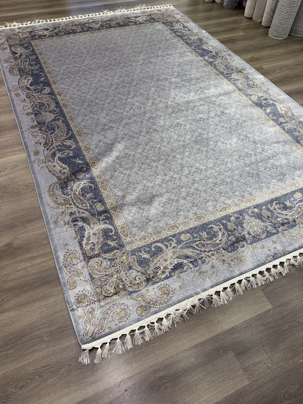 Turkish Silk Rug 10x14 ft Gray Blue Oriental Area Rug Elegant Paisley Design gallery