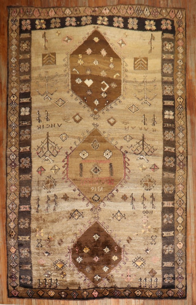 Vintage All Wool Kurdish Kars Geometric Rug Size 8'3'''x12'9''