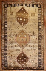 Vintage All Wool Kurdish Kars Geometric Rug Size 8’3”’x12’9”