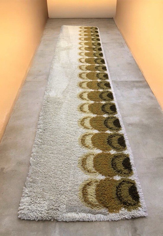 Vintage 1970’s Danish Scandinavian Wool Rya Shag Rug Runner 129”x27” Hallway gallery