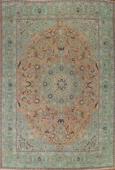 Orange/Turquoise Overdyed Floral Traditional Area Rug 9×12 Wool Handmade