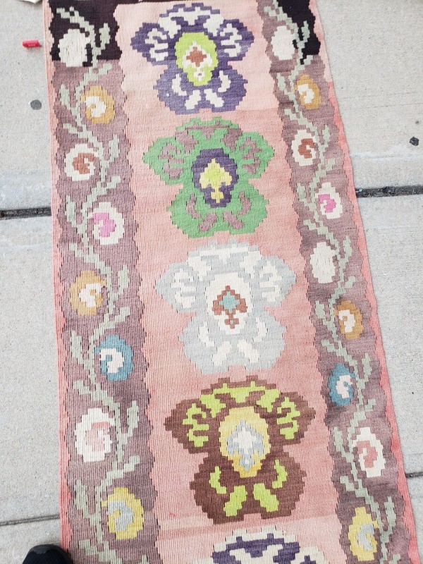 V084- ANTIQUE BESSARABIAN KILIM HAND WOVEN FLAT WEAVE runner 2.4x9.4 gallery