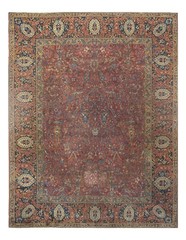 Rust Indian Antique Hand-Knotted Wool Agra Rug 11′ X 14′