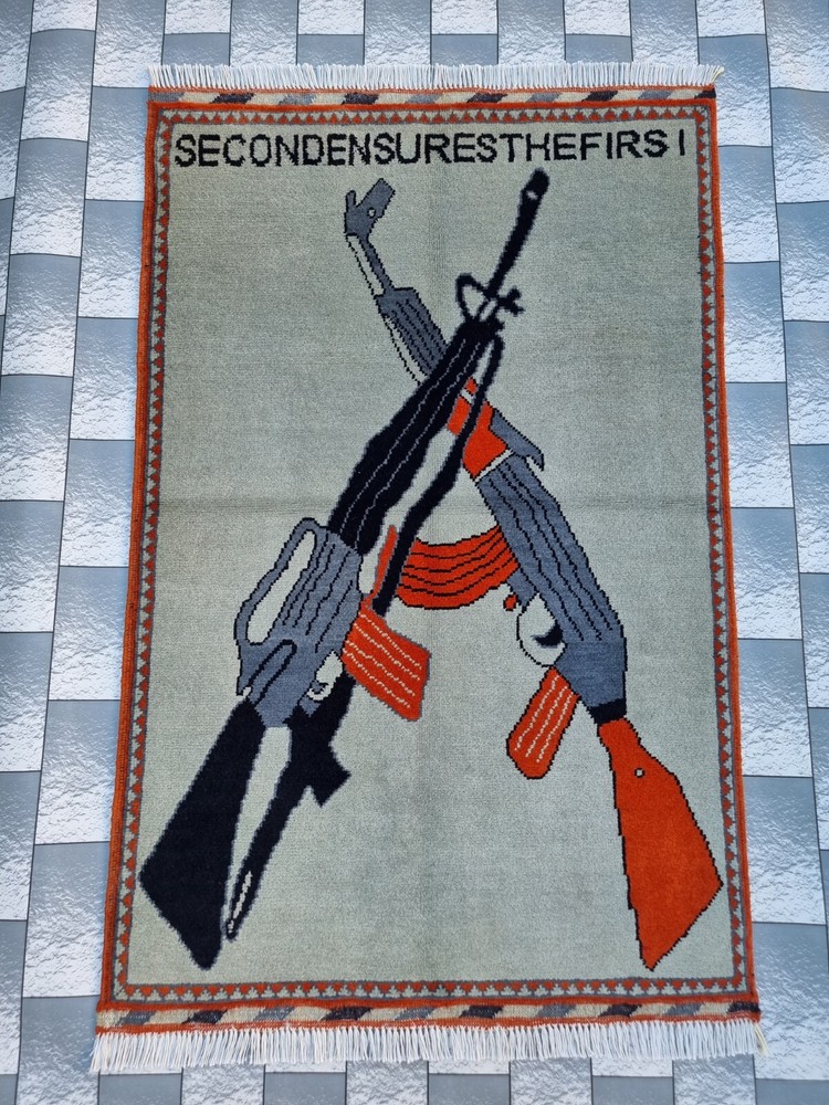 Handmade Afghan Vintage War Rug Historical War Rug Wool Area Rug Size 120x80 cm