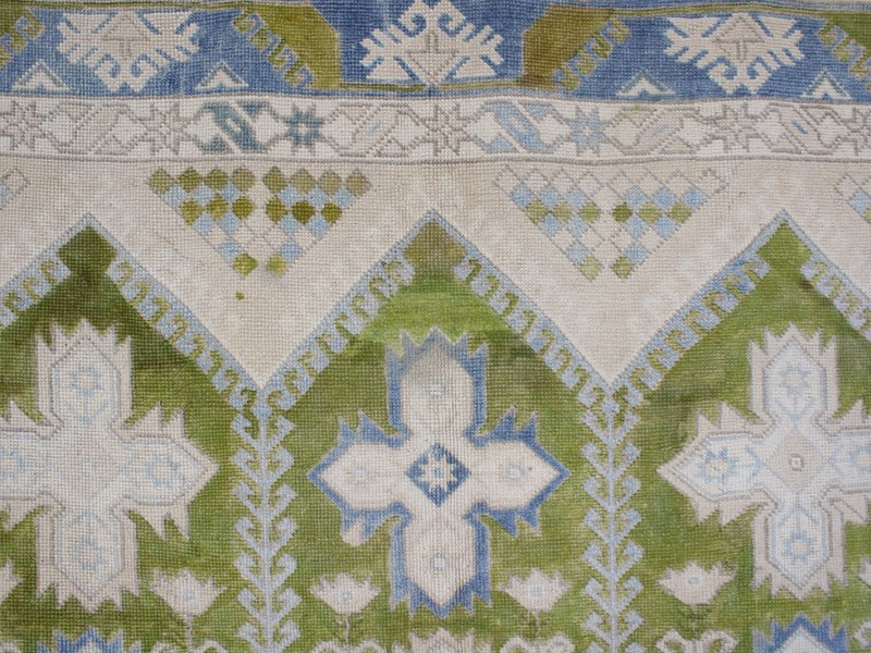 5x9 Oversize Handmade Area Rug Beige Green Floral Wool Rug 5.3x8.6 ft gallery