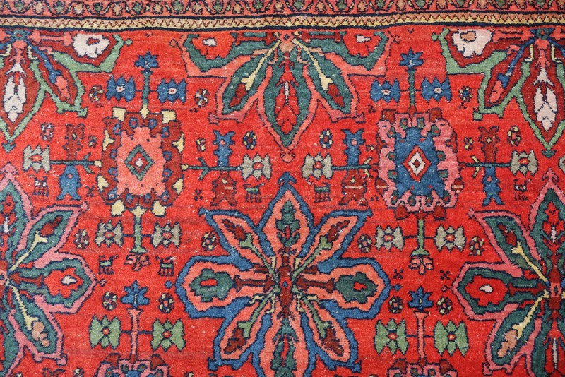 Pre-1900 Antique Vegetable Dye Rug 4x7 Ft Handmade Geometric Wool Red Carpet gallery