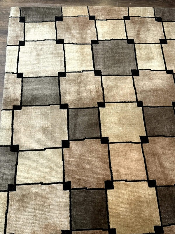 Tibetan Wool Rug 5x8 Contemporary Modern Abstract Carpet Soft Thick Pile, Pair B gallery