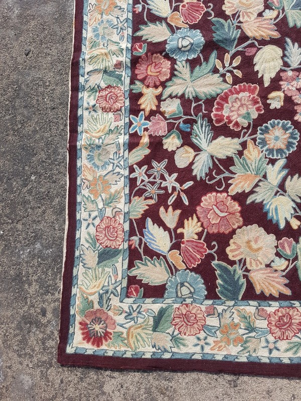Vintage Traditional Handwoven Kashmiri Crewel Wool Kilim Rug 140x85 cm gallery