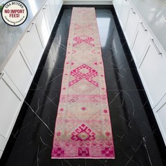 Turkish Runner Rug Hand Made Long Narrow Hallway Rug Kitchen Decor 2×11 ft aprox