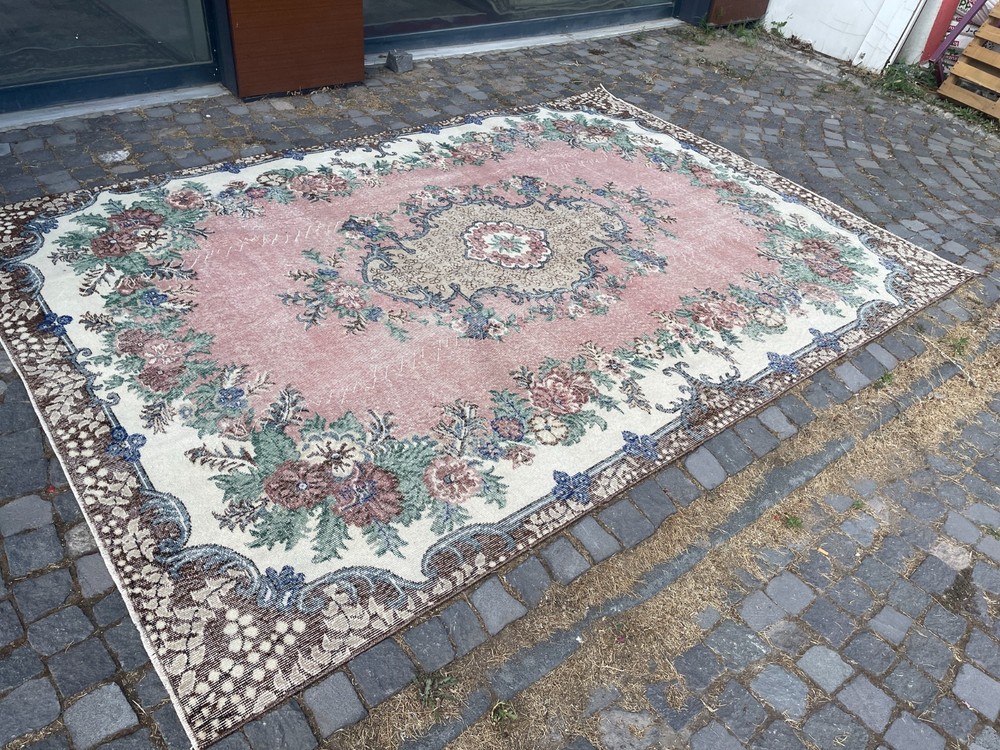 Turkish Vintage Rug, Handmade Wool Rug, Bohemian Large Rug, 7,0 x 10, ft