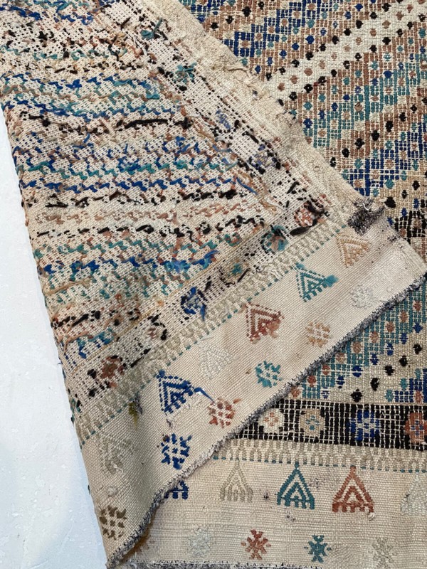 Antique Oriental Hand-Knotted Wool Area Rug Ivory/Blue/Green/Red 6'8" x 10'2" gallery