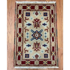 Handmade Indo Kazak Wool Rug 2′ X 3′
