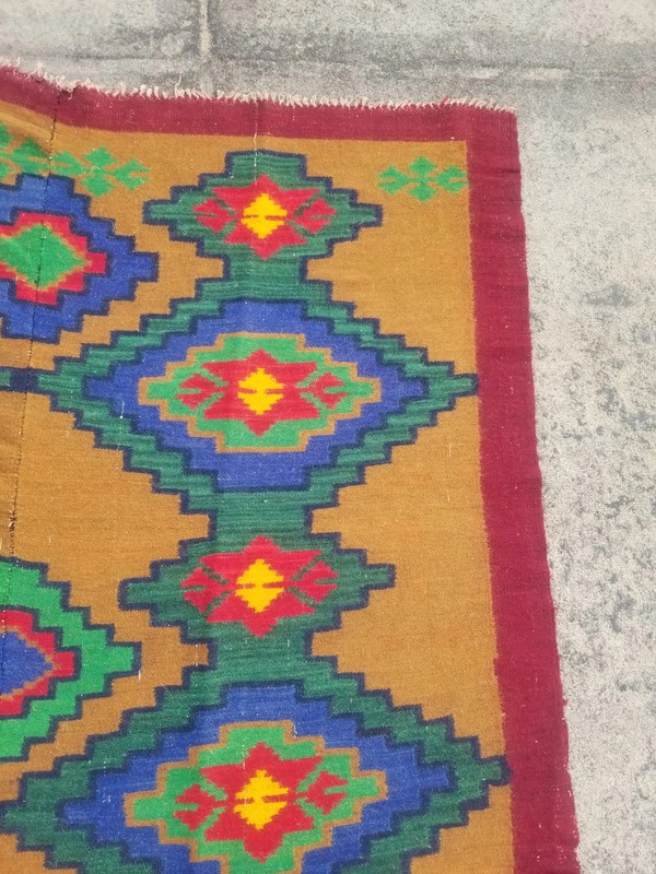 Vintage Traditional Handmade Southwestern-style Wool Green Kilim 8.6x7.3ft gallery