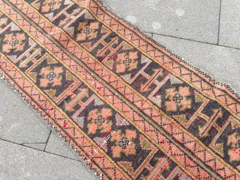 Vintage Turkish Oushak Runner 2x9.7 ft Slim Boho Hand Knotted Wool Rug gallery