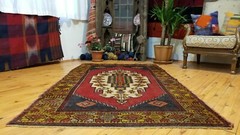 Breathtaking Antique 1900-1939s Tribal Hand-Knotted Wool Pile Area Rug 4’ X6’6”