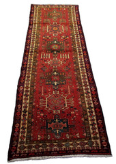 Karajeh Red Runner with Multi-Medallion – 3’4″ x 9’8″