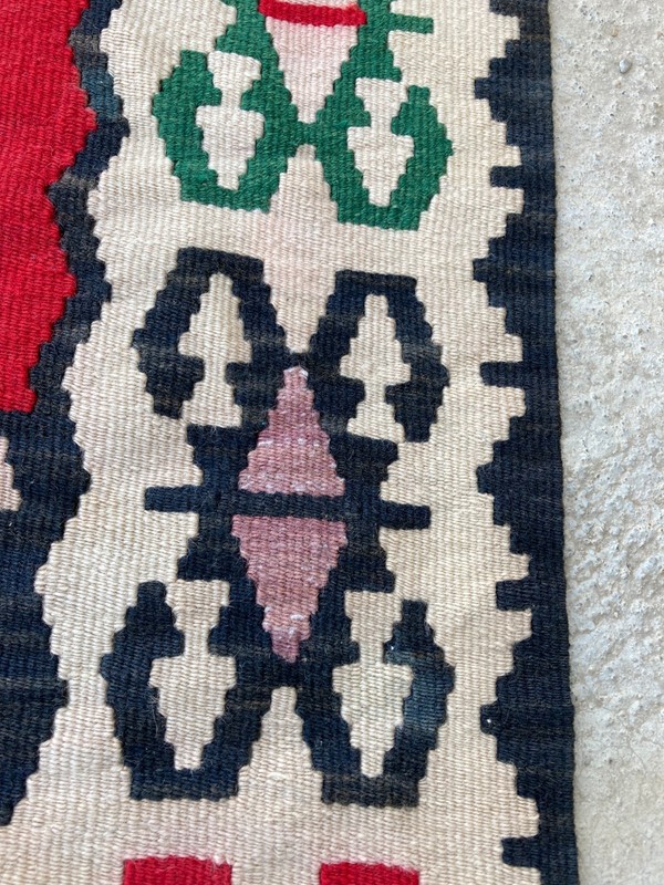 Vintage Handmade Traditional Turkish Anatolian Wool Kilim Runner Rug 118x59 cm gallery