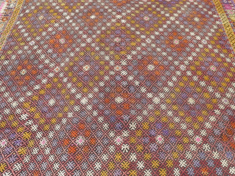 Oversize Turkish Kilim Rug, Area Rugs, Handmade Wool Floor Carpet Kelim 92"x129" gallery