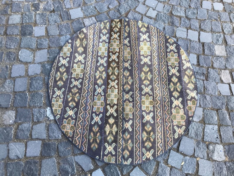 Bohemian Area Rug Handmade Wool Rug Turkish Vintage Traditional Rug 3,8 x 3,8 ft gallery