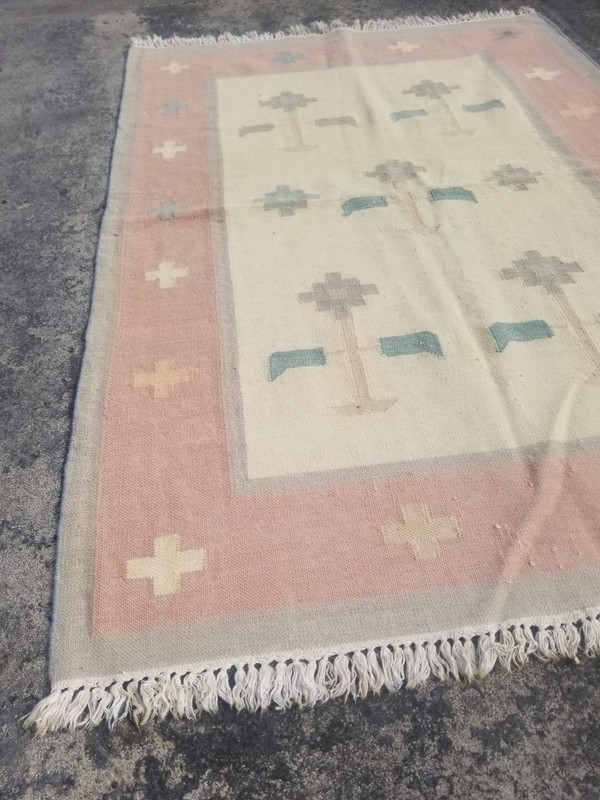 Vintage Traditional Handmade Turkish Scandinavian Wool Kilim Floor Rug 177x122cm gallery