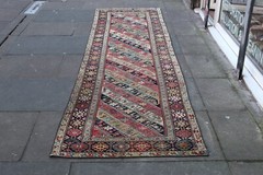 Antique Hand Made Traditional Turkish Oriental Wool Gold Yellow Runner 326x93cm