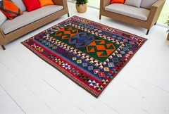 RARE UNUSED Vintage 1960s Turkish Kilim Rug 5’2″x 6’4″ | All-Wool Natural Dyes |
