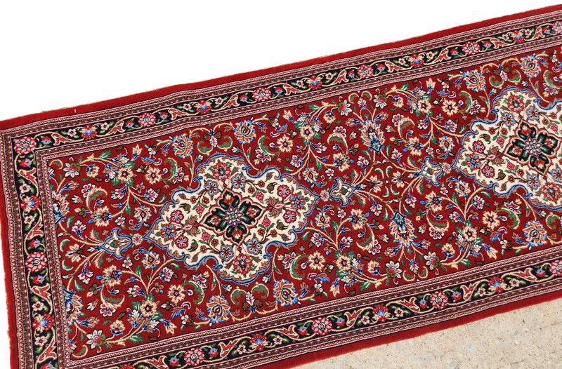 2'7"X6'4" HAND-KNOTTED ORIGINAL PERSAN TABRIZI QOUM VINTAGE WOOL RED RUG RUNNER gallery