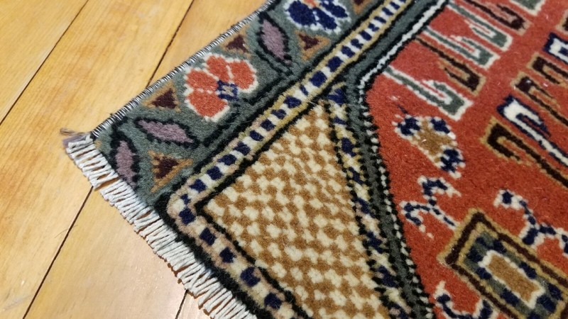 Stunning 1930-1939s Antique Wool Pile Natural Dye Bunyan Rug 2'1''x2'6'' gallery