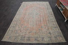 Oushak 6×9,Turkish Rug,vintage,anatolian,PEACH,kilim,Bohemian,handmade,wool