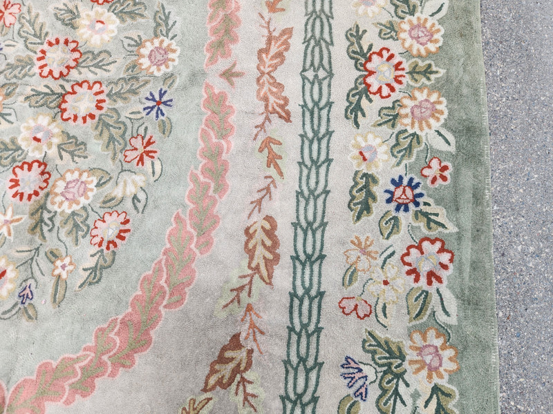 Vintage Shabby American Carolina Wool Looped Hand Hooked Rug 8' X 11'5" gallery