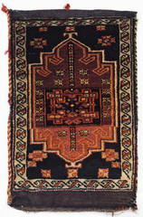 Antique Handwoven Wool Collectible Rug Pillow, Anatolian Kurdish Small Carpet
