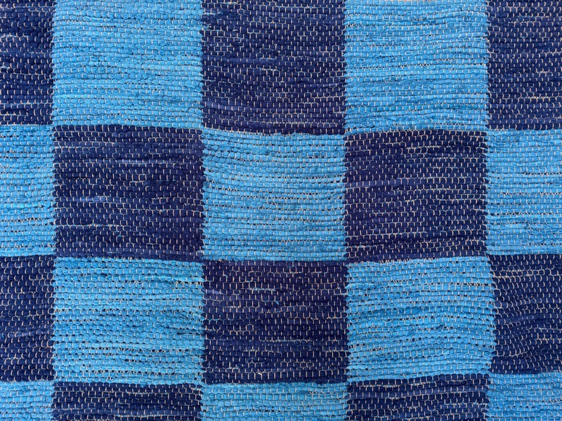 Vintage Swedish style Rug 315x330 cm Square, Checkerboard Chindi Rug, Schackruta gallery