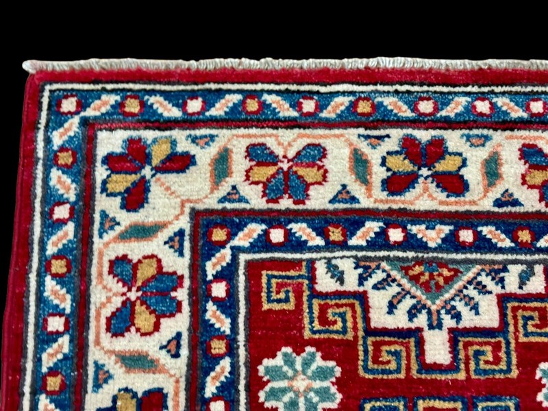Brand New Colorful Small Runner Handmade Red Blue Gold Geometric Pak Kazak 2'x6' gallery