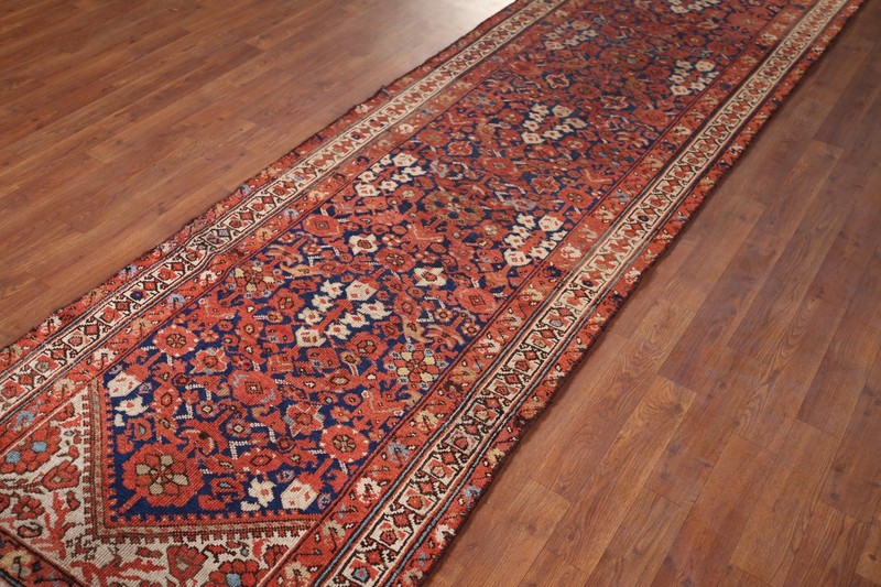Antique Wool Navy Blue Malayer Long Runner Rug 3x13 Hand-knotted Traditional Rug gallery