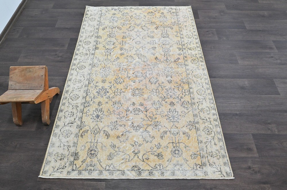 Oushak Turkish Vintage Rug 4x6 Kilim Rug Anatolian Handmade Boho Decor ORANGE