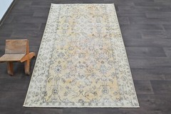 Oushak Turkish Vintage Rug 4×6 Kilim Rug Anatolian Handmade Boho Decor ORANGE