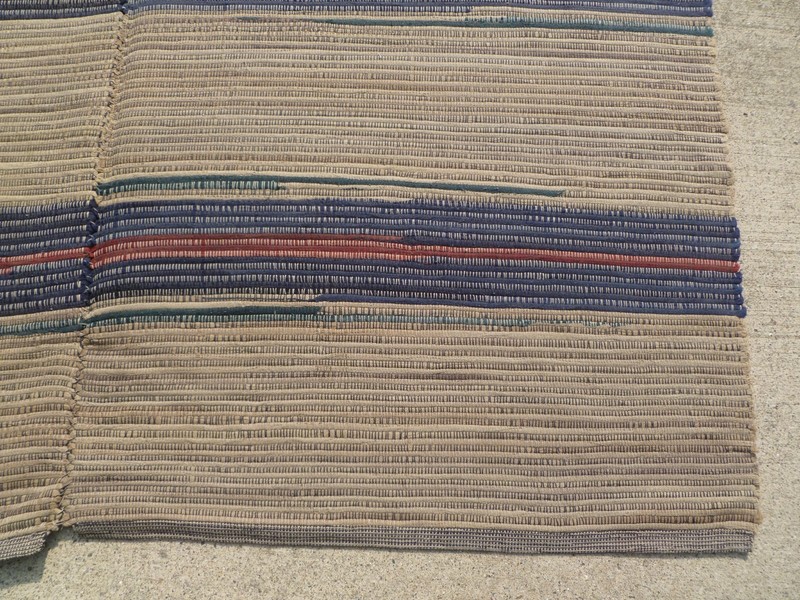 Vintage 1960s Handwoven Swedish Style Flatweave Striped Farm Rug 5.7' x 9.8' gallery