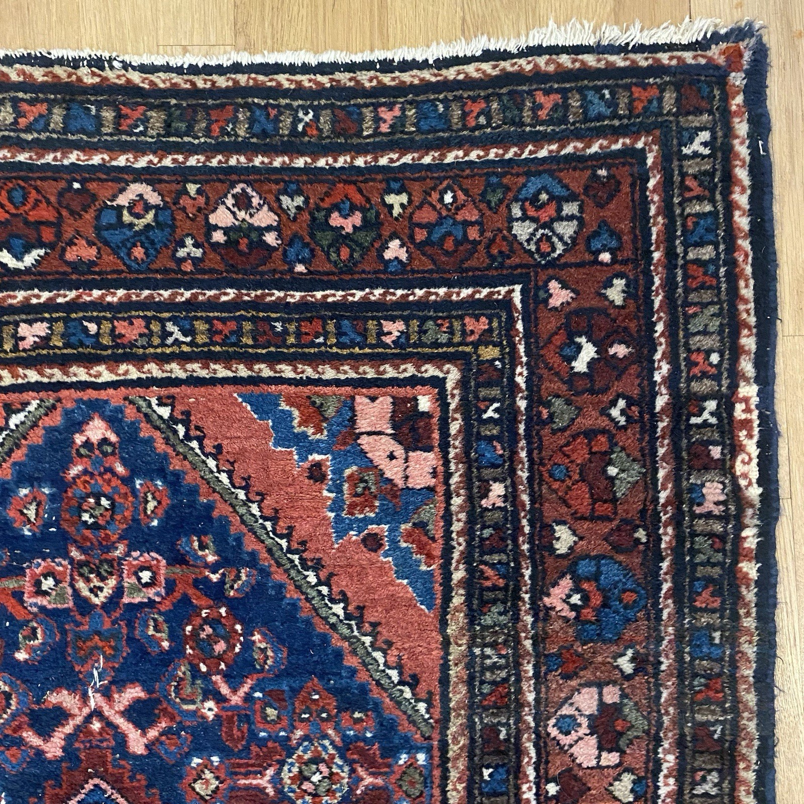 Vintage Rug 3' 5 x 4' 10 Blue Hand Knotted Farmhouse Oriental Rug gallery