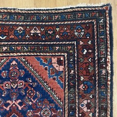 Vintage Rug 3′ 5 x 4′ 10 Blue Hand Knotted Farmhouse Oriental Rug